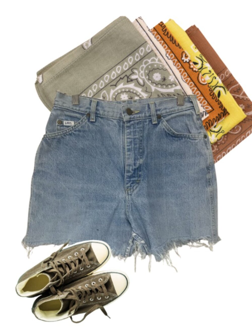 Lee women's 27 vintage high waisted light wash cut off jean shorts EUC